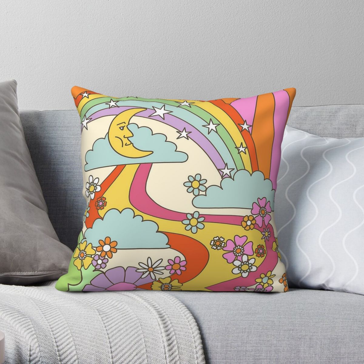 Home Decor Hippie - Sarung Bantal Boho Hippie Trippy Retro