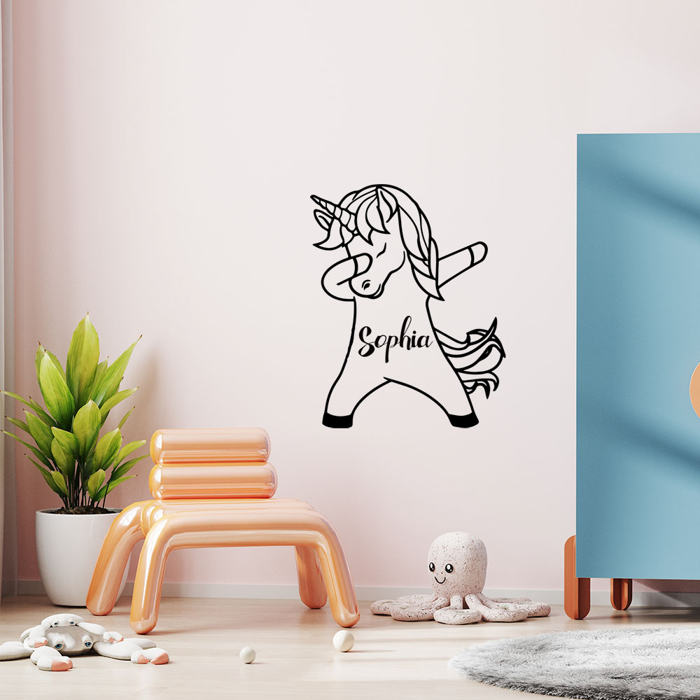 Home Decor Wallpaper - 1 Buah Stiker Nama Kustom Unicorn