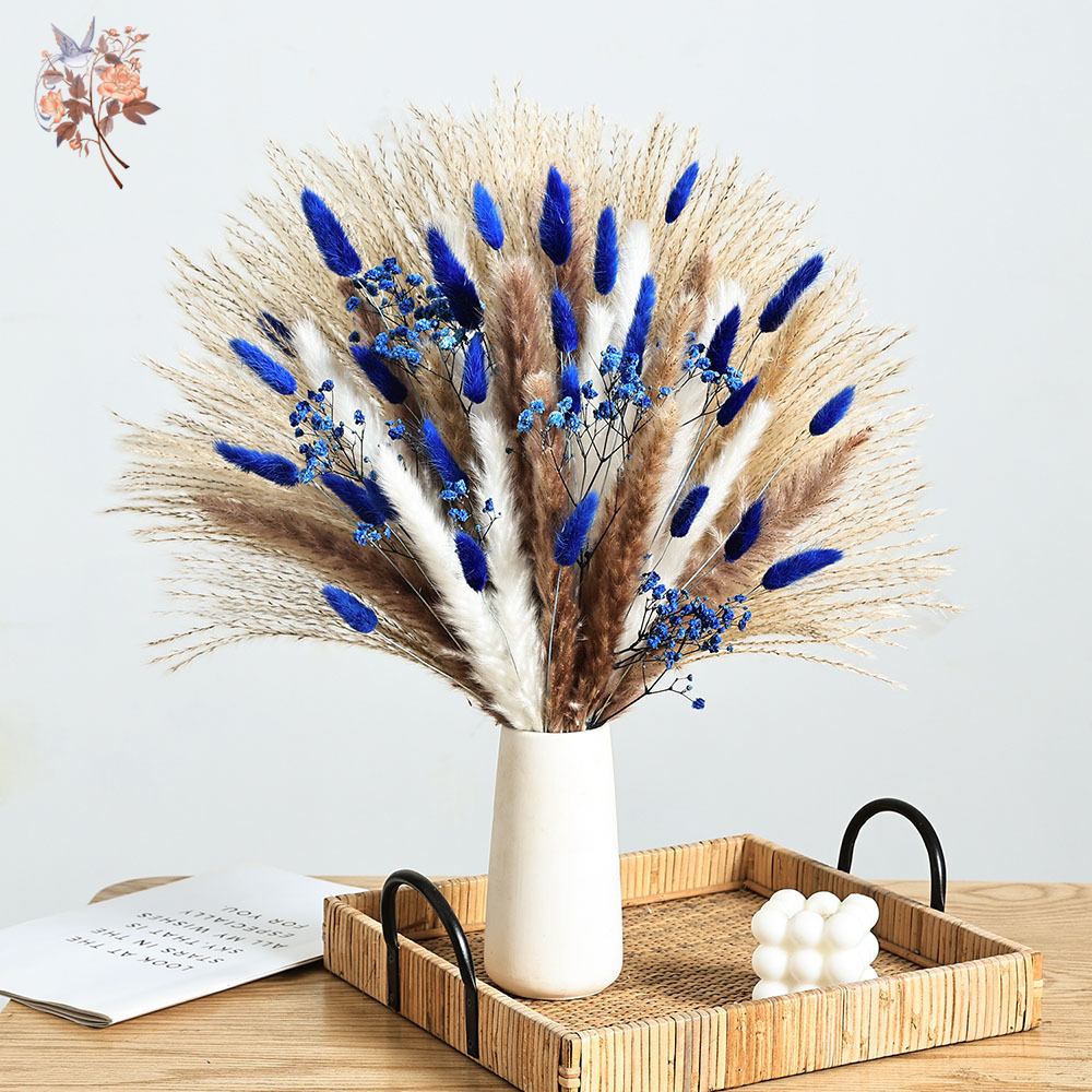 Pampas Grass Decor - 70 Batang Biru Berbulu Ekor Kelinci