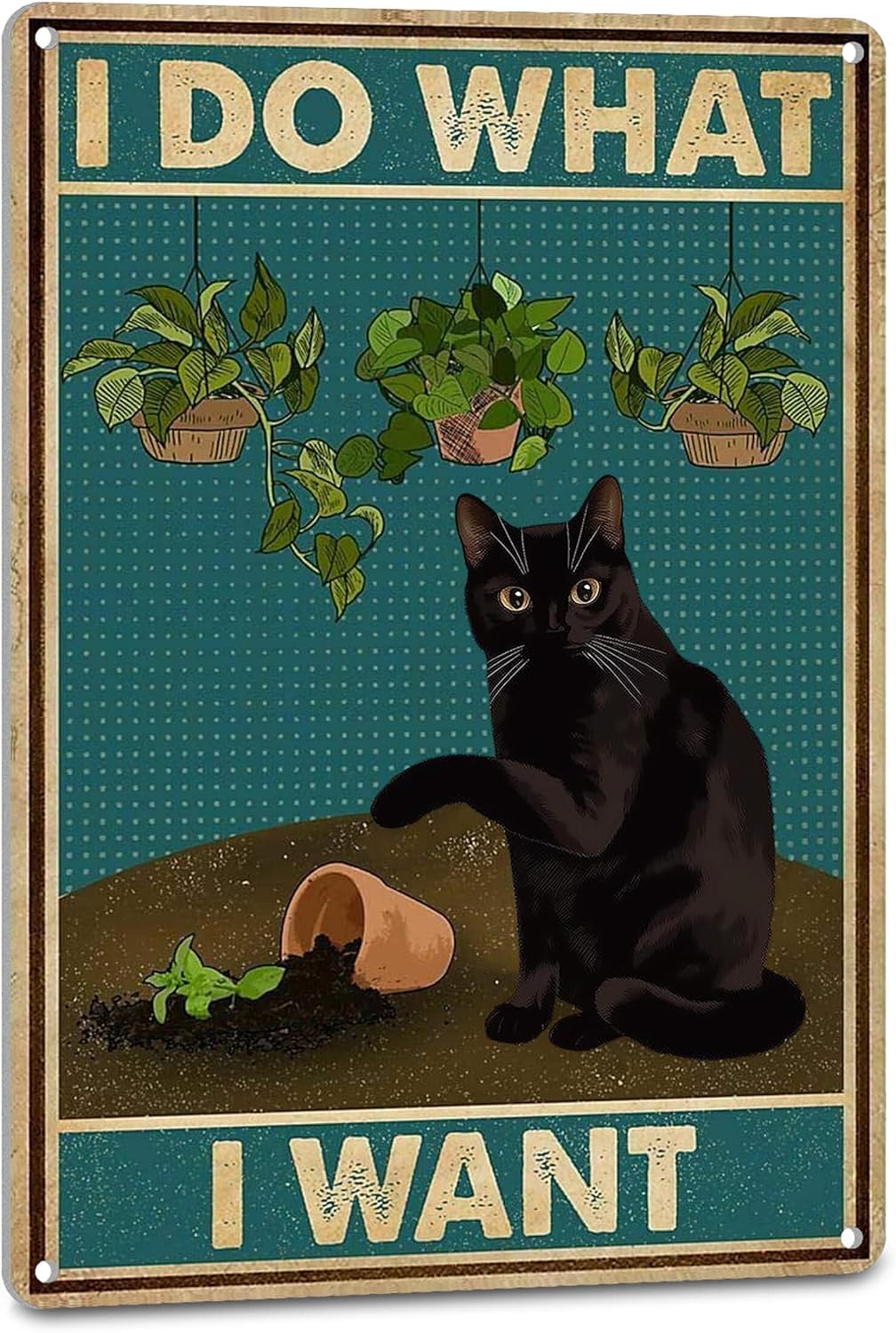 Home Decor Hippie - Dekorasi Kucing Hitam Bergaya Hippy, Poster