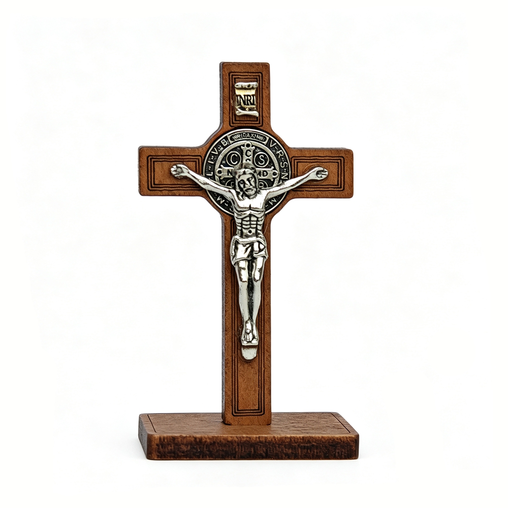 Home Decor Jesus - Salib Kayu Santo Benediktus dengan Alas,