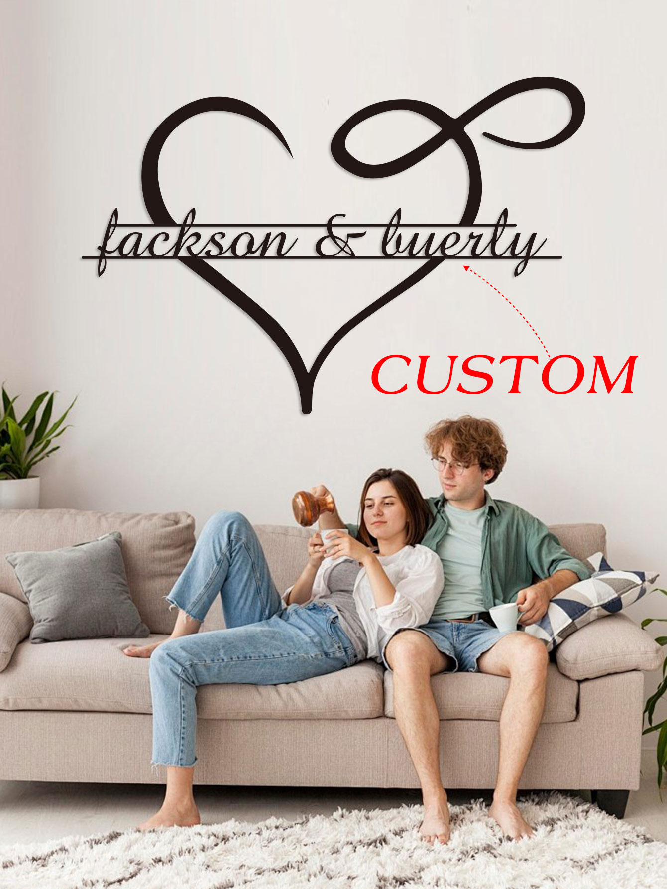 Home Decor Lovely Home - Hiasan Dinding Logam Bentuk Hati yang