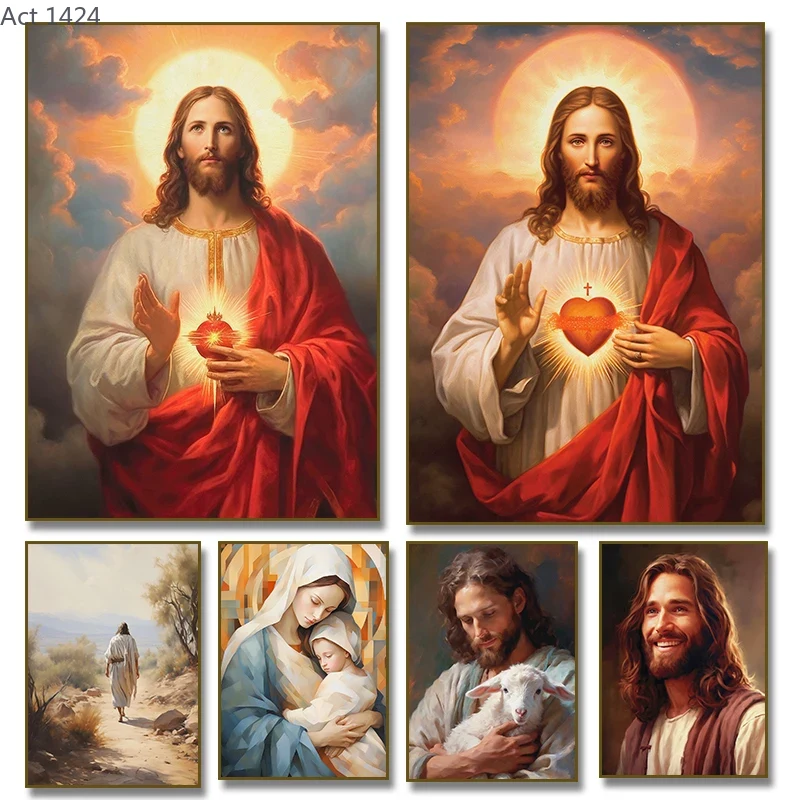 Home Decor Jesus - Lukisan Kanvas Poster Religius Vintage Hati
