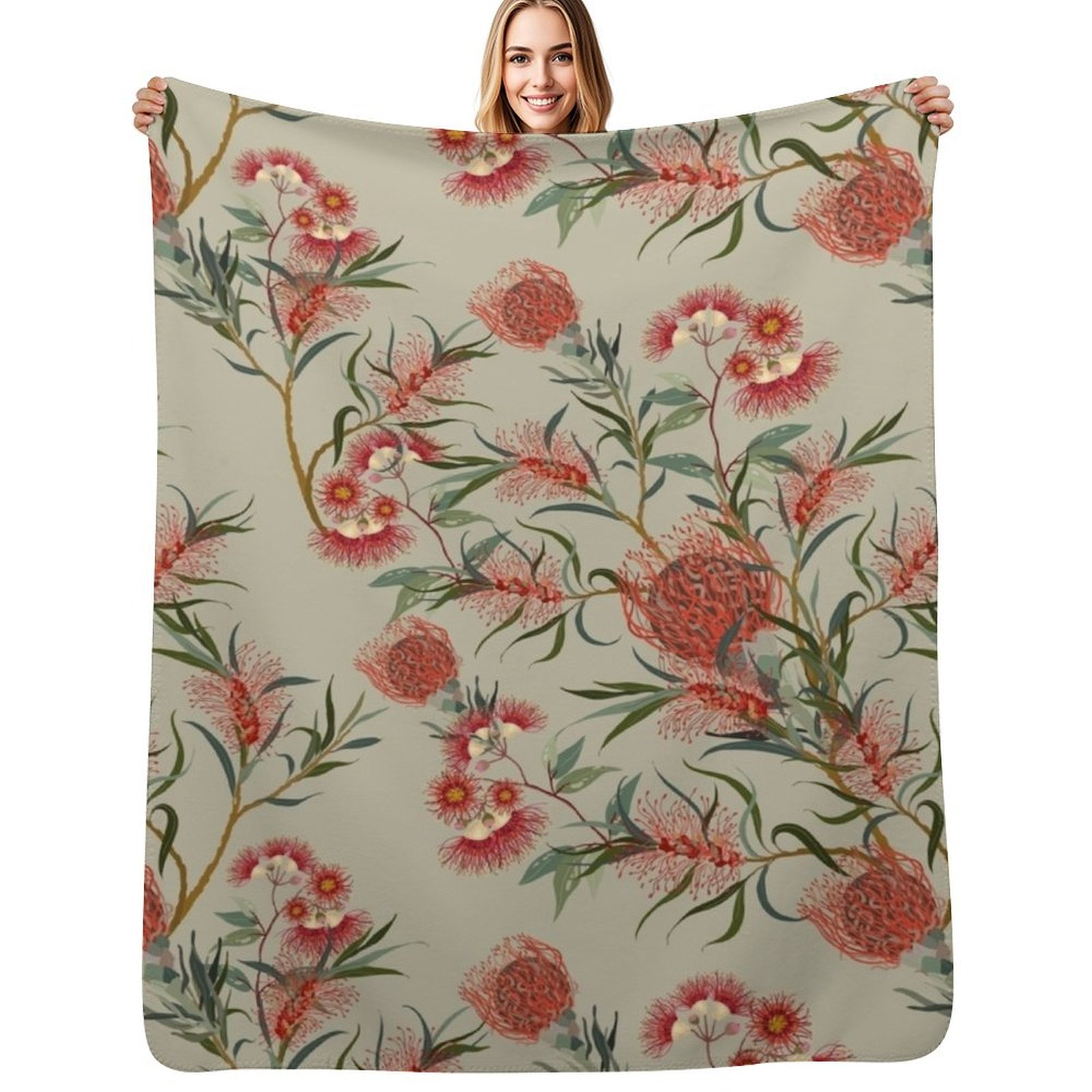 Home Decor Vector - Selimut dengan motif bunga Australia tanpa