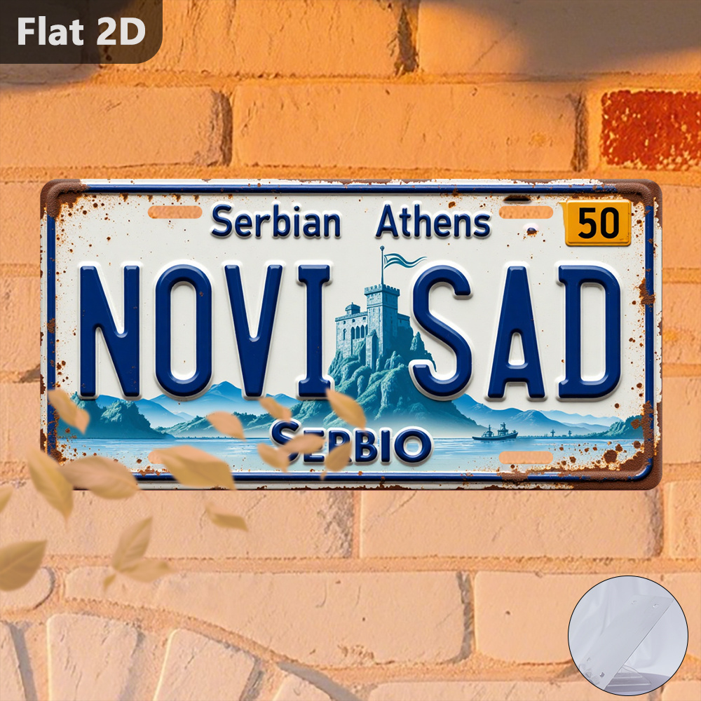 Home Decor Novi Sad - Tanda Timah 2D Vintage Pemandangan Kota