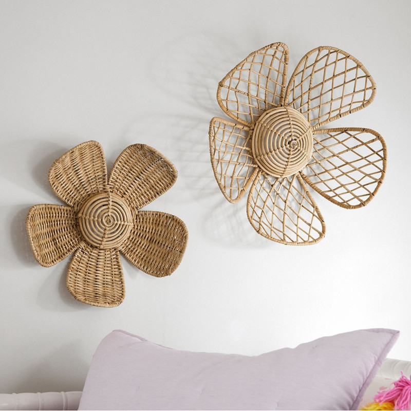 Home Decor Za - INS ornamen dinding bunga rotan anyam