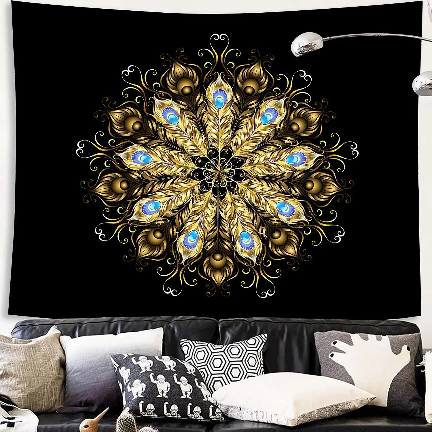 Home Decor Hippie - Permadani dinding Mandala Psychedelic kecil, Dekor