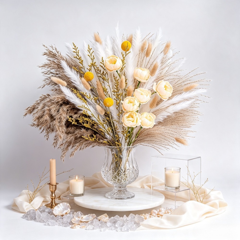 Buket Bunga Kering Campuran, R - Pampas Grass Decor ulasan dan harga