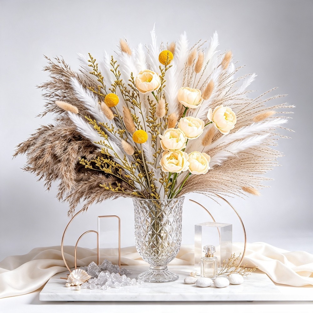 Buket Bunga Kering Campuran, R - Pampas Grass Decor ulasan dan harga