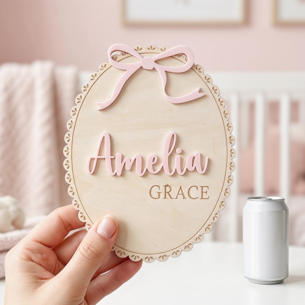 1Pc Plakat Nama Bayi Kayu deng - Home Decor For Wedding ulasan dan harga