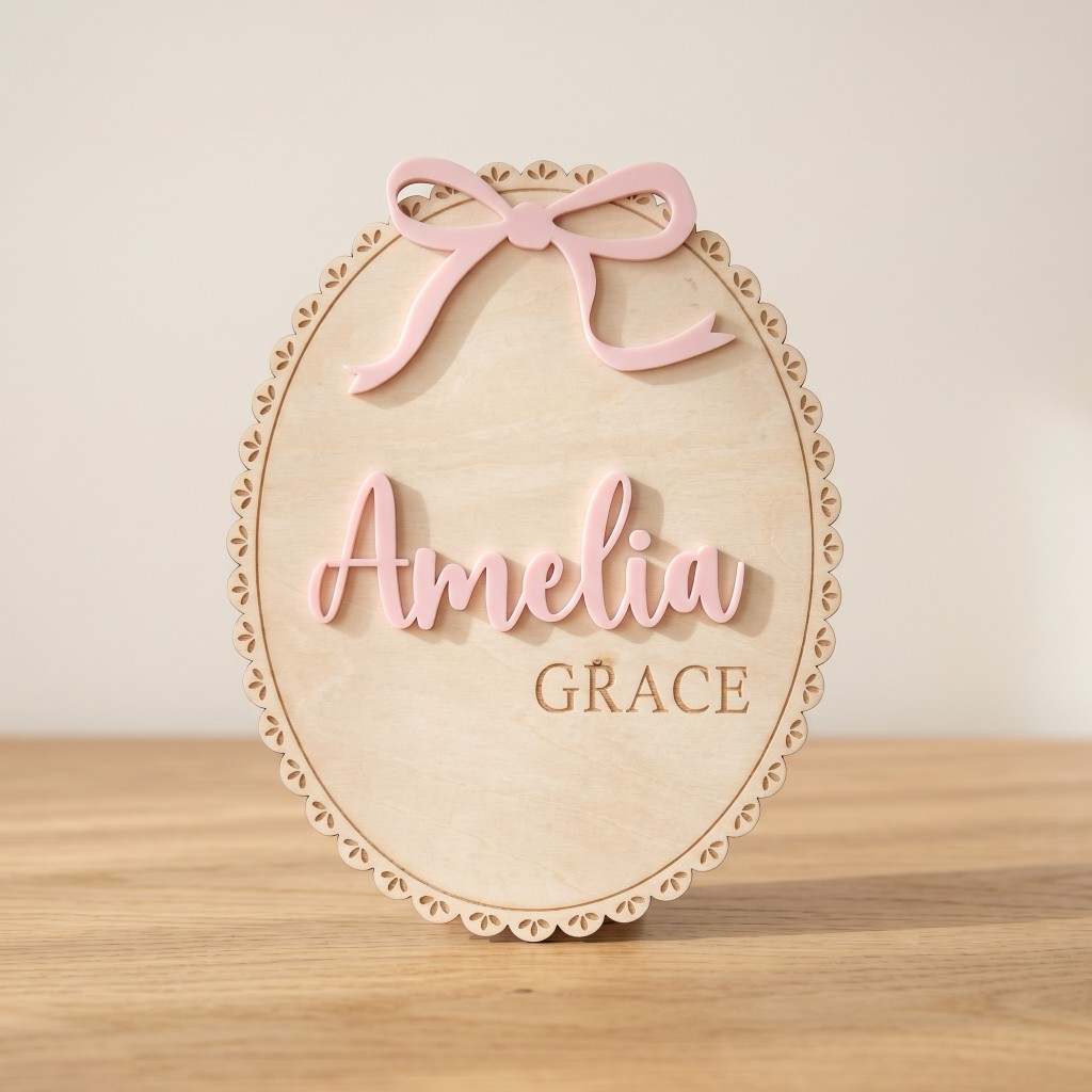 1Pc Plakat Nama Bayi Kayu deng - Home Decor For Wedding ulasan dan harga