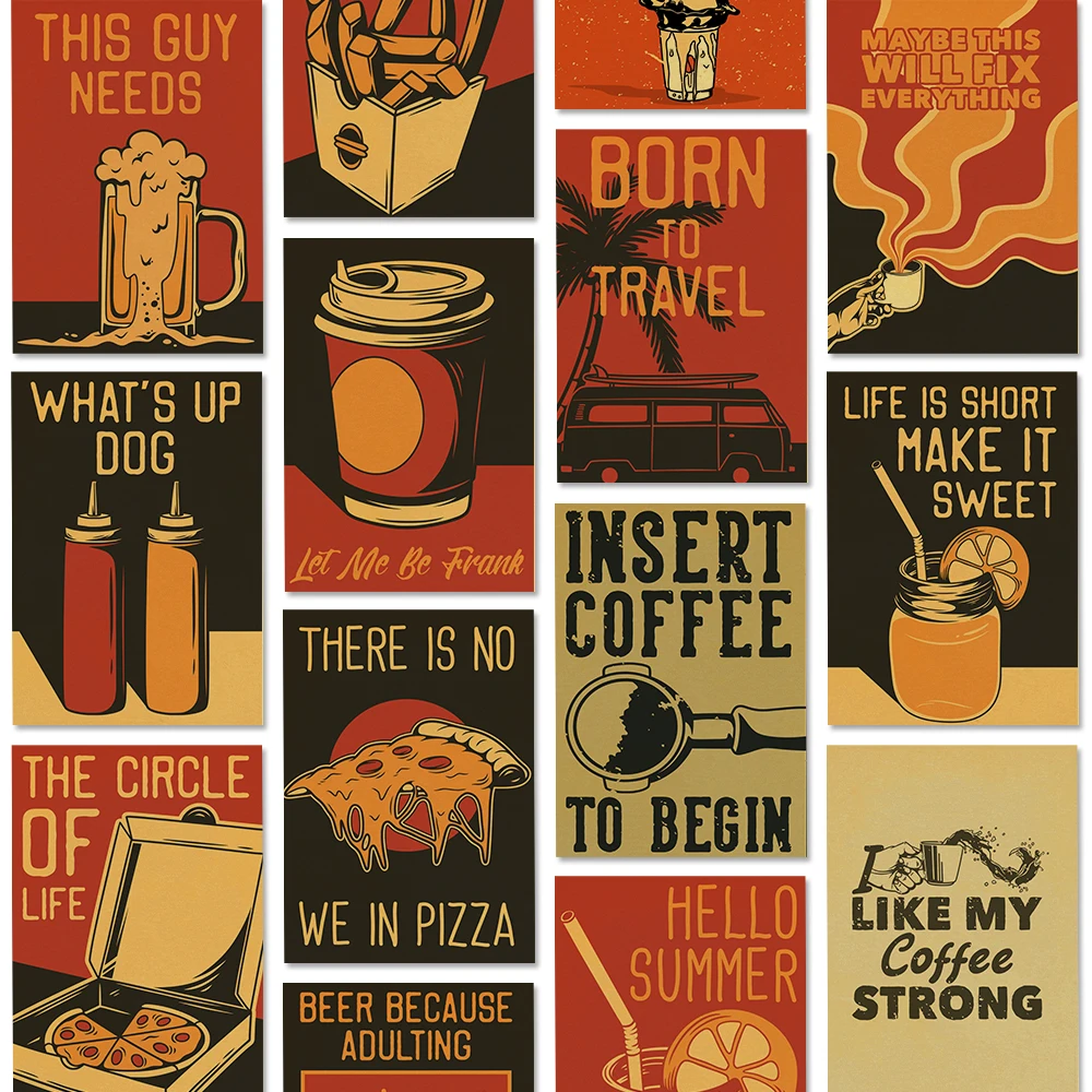 Set Poster Kopi Stiker Kertas  - Home Decor Vector ulasan dan harga