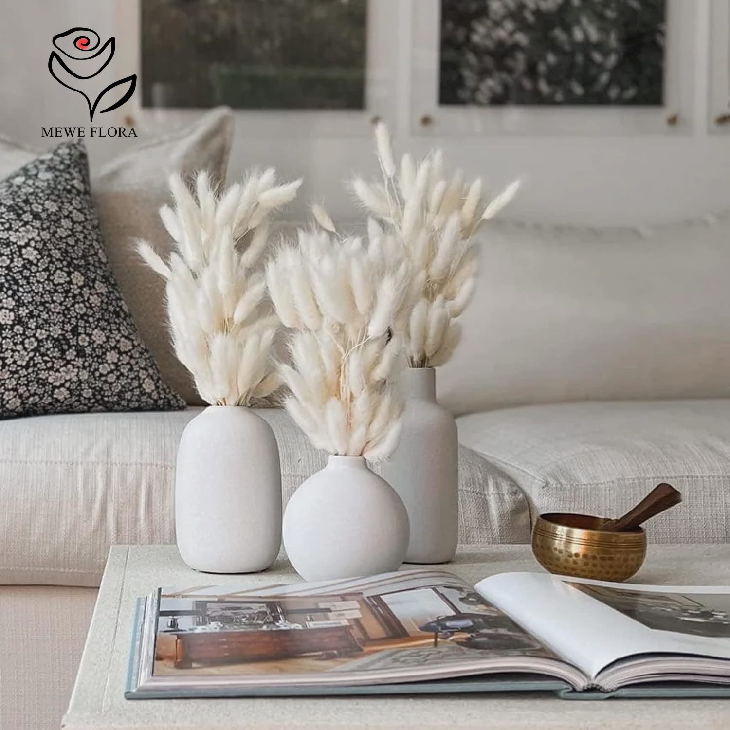 150PCS Ekor Kelinci Alami Puti - Pampas Grass Decor ulasan dan harga